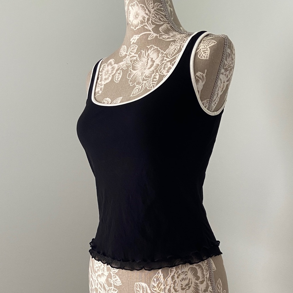 Cosabella Sheer Tank Top Y2K Black with White Accents S/M